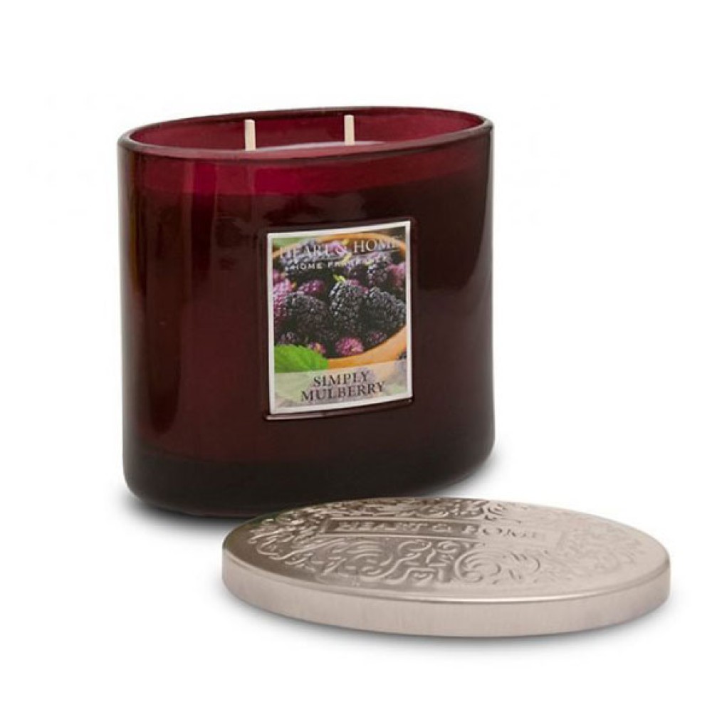 Heart and Home Ellipse Twin Wick Candles Simply Mulberry 230g Scented